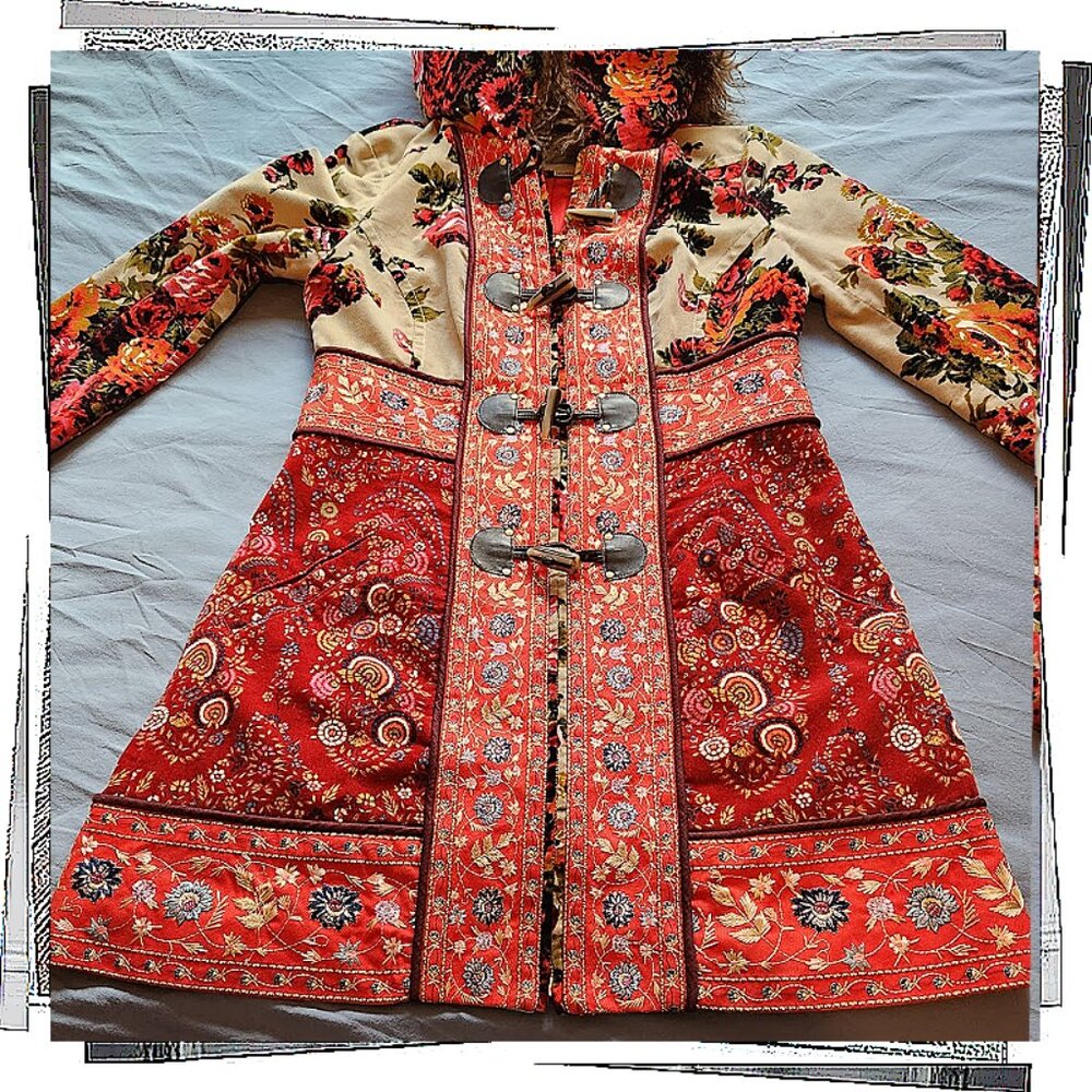 Vintage 2010  Rare Karelia Velvet Embroidered Red Coat / Jacket (4) by Elevenses - Picture 6 of 16